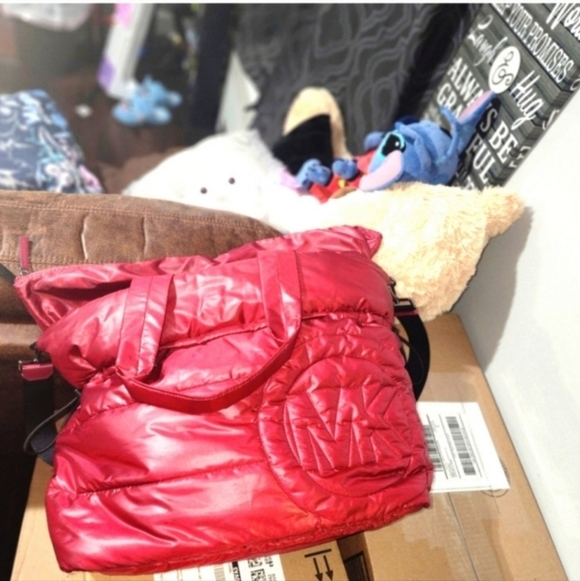 🍁🍂GREAT FALL BAG!!! NWT $400 Michael Kors Large Quilted Nylon Rae Tote Bag - Picture 2 of 8